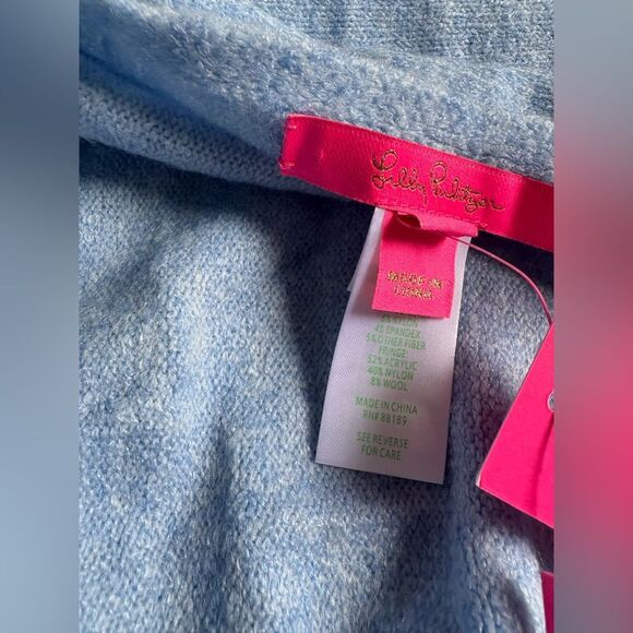 Lilly Pulitzer Blue and Tan Knit Shrug with Cozy Texture - Picture 6 of 7